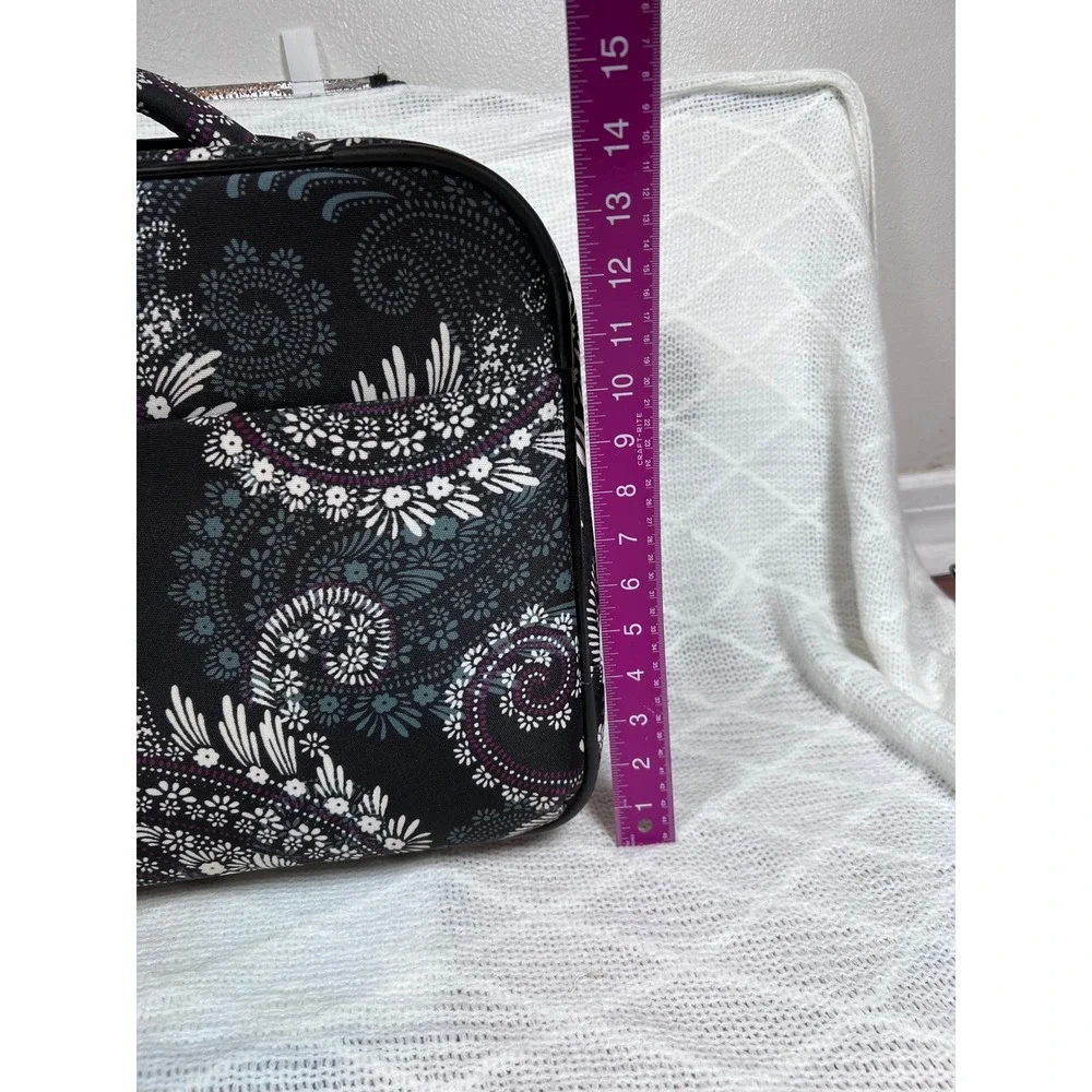 Vera Bradley Rolling Laptop Bag Women Black White Paisley Travel Excellent